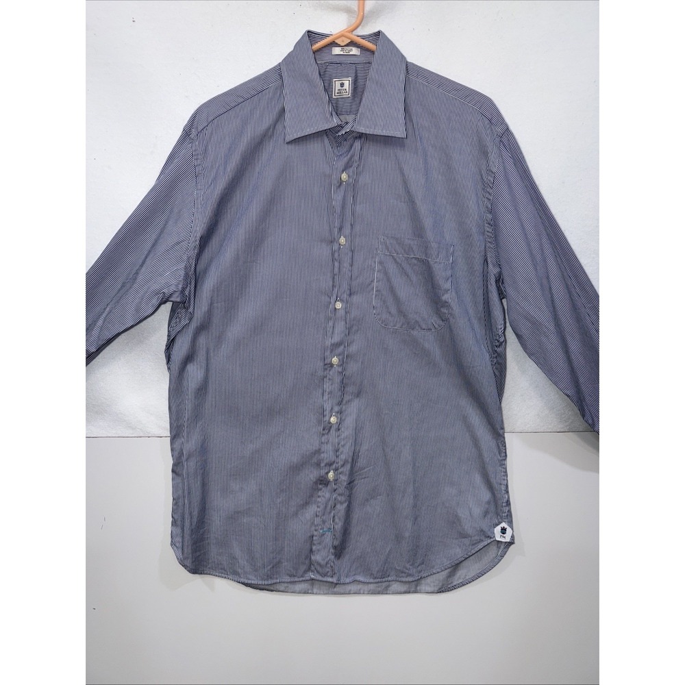 Peter Millar Blue Pinstripe Men‎ Long Sleeve Button Up Collared Shirt, Size 16R